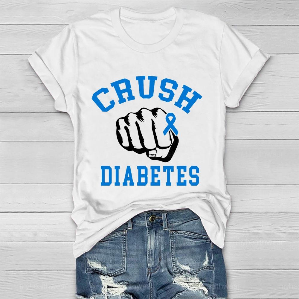 Crush Diabetes Awareness Blue Ribbon Healthwear T-shirt
