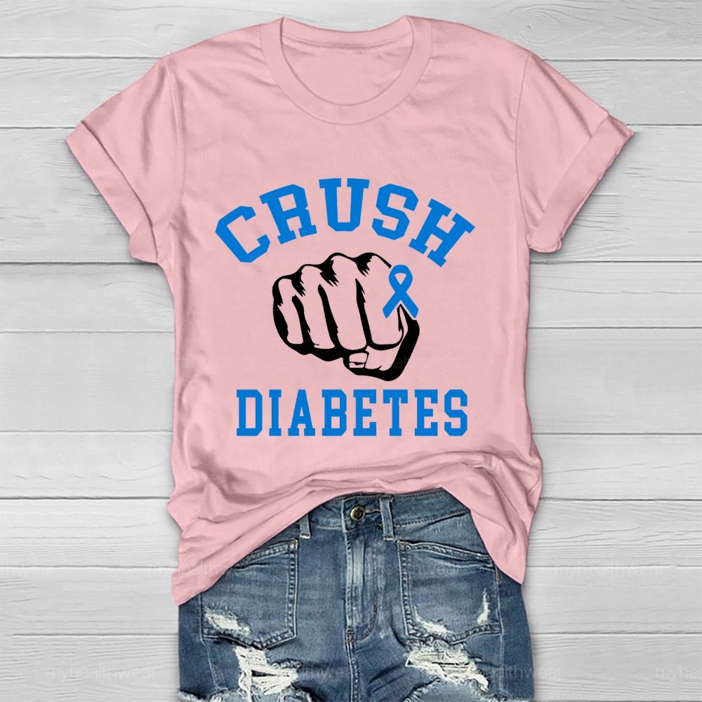 Crush Diabetes Awareness Blue Ribbon Healthwear T-shirt