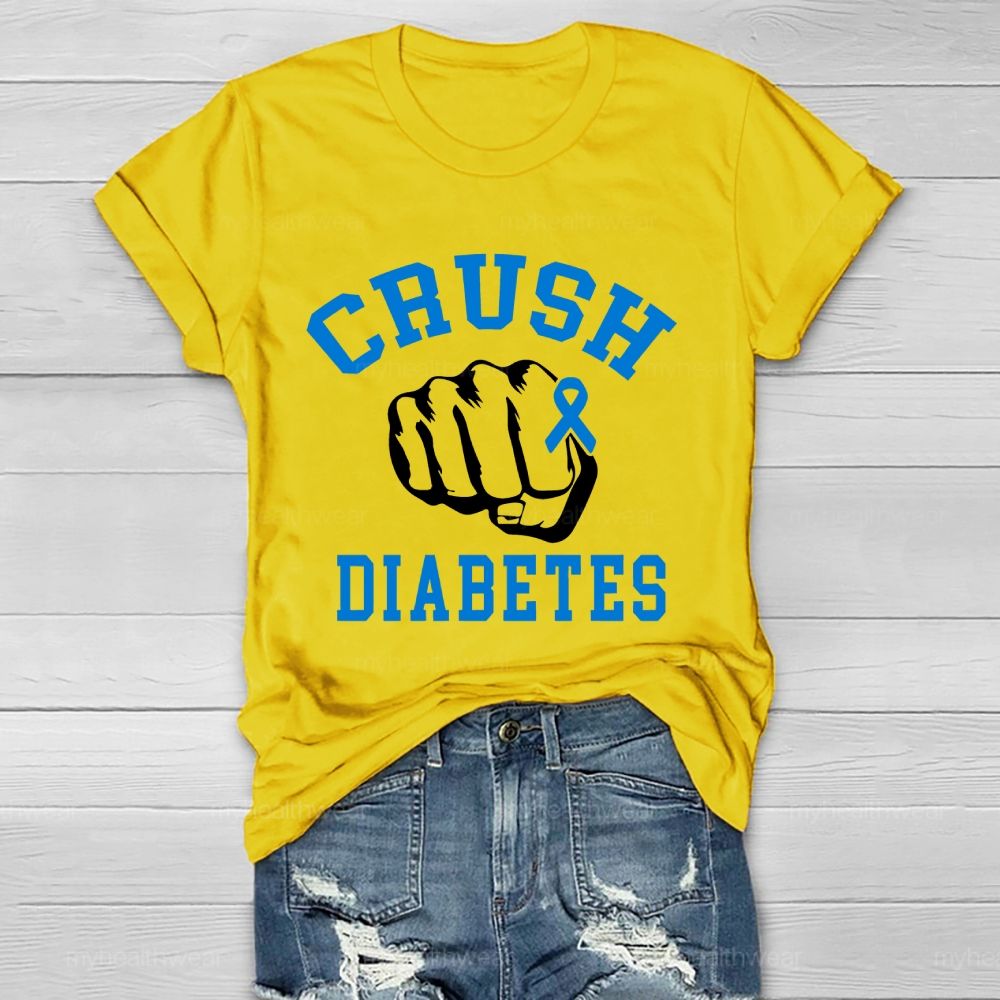 Crush Diabetes Awareness Blue Ribbon Healthwear T-shirt