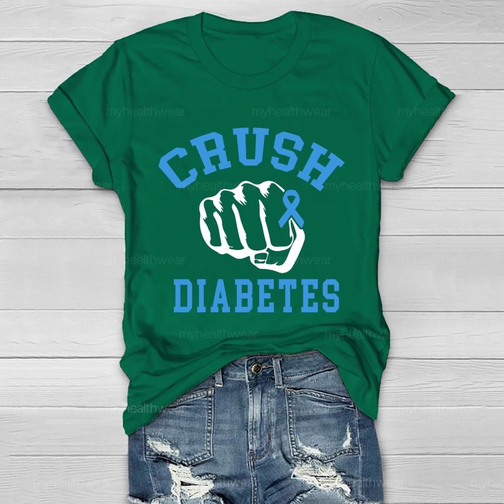 Crush Diabetes Awareness Blue Ribbon Healthwear T-shirt