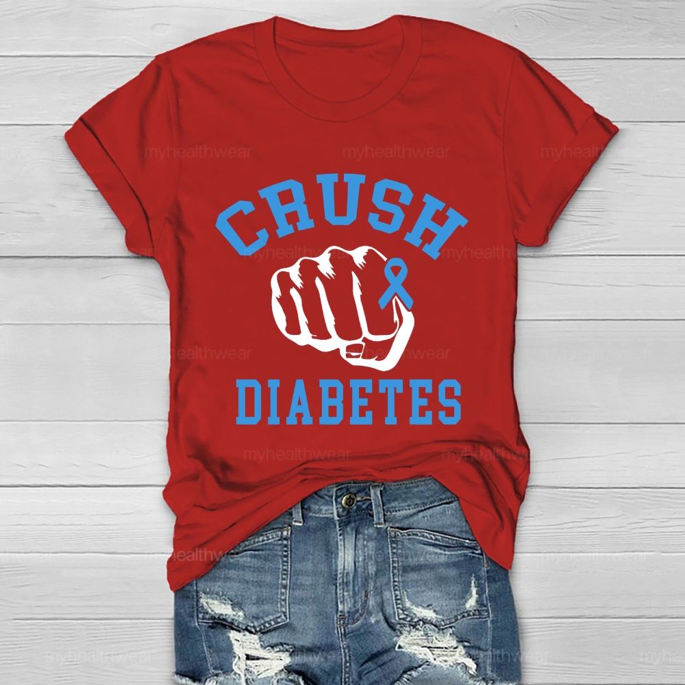 Crush Diabetes Awareness Blue Ribbon Healthwear T-shirt