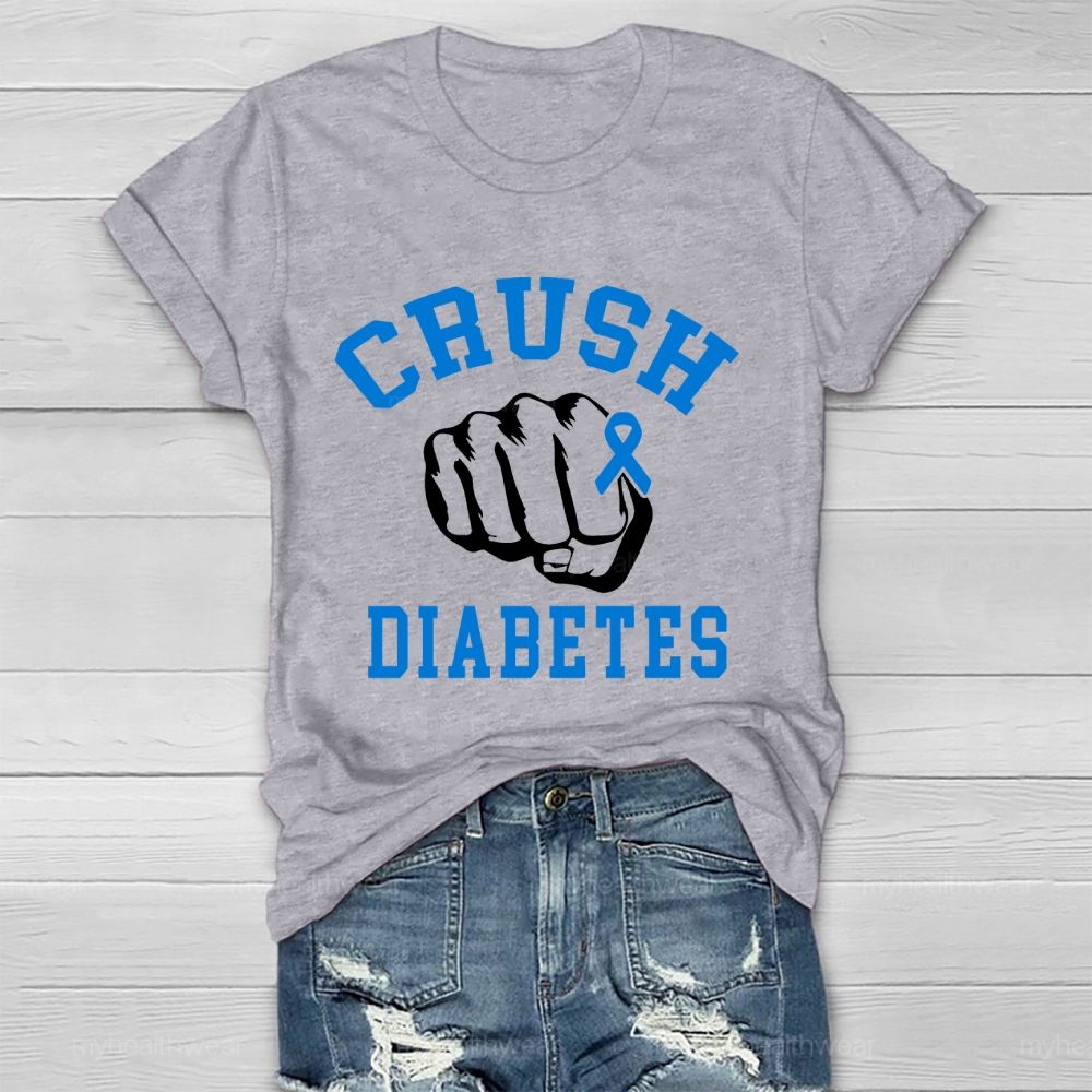 Crush Diabetes Awareness Blue Ribbon Healthwear T-shirt