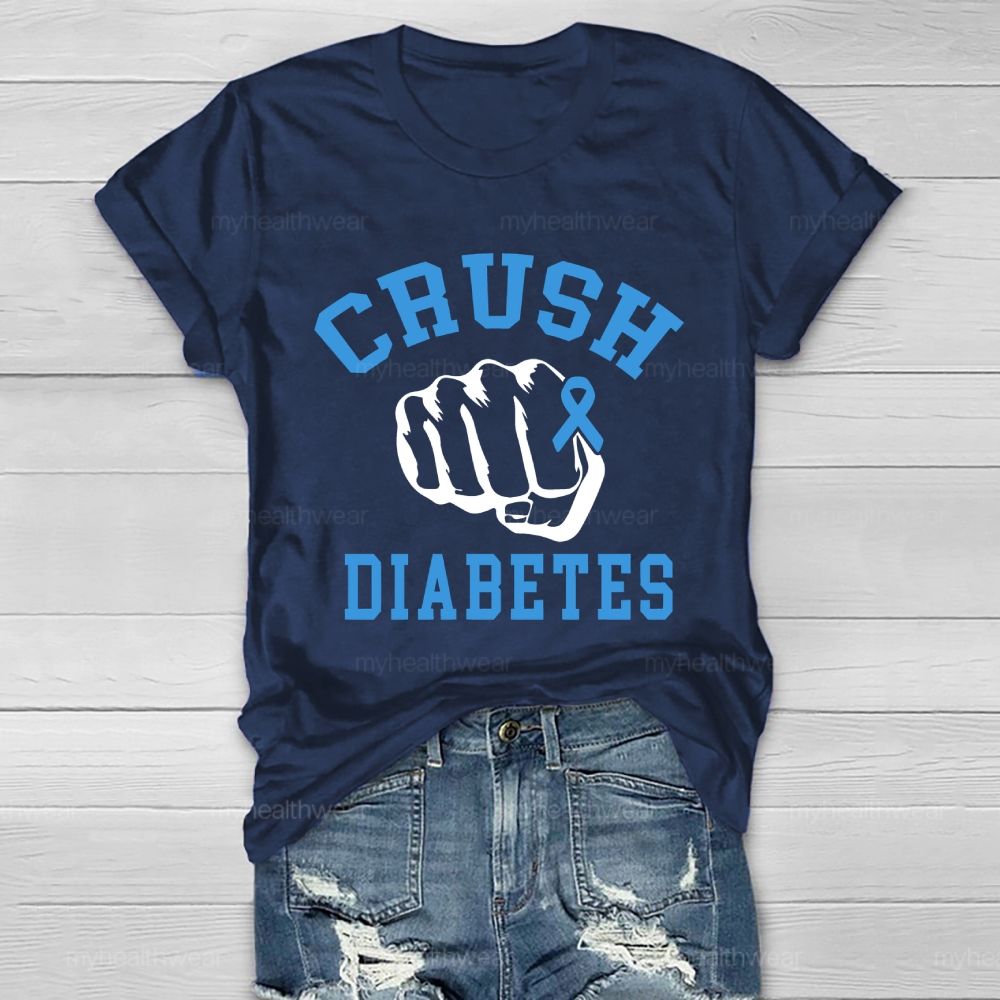 Crush Diabetes Awareness Blue Ribbon Healthwear T-shirt