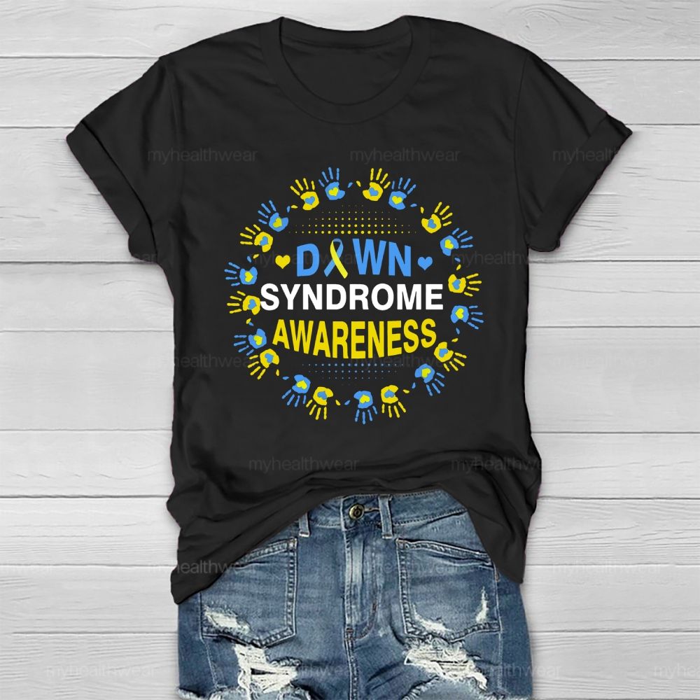 Down Syndrome Awareness Handprint Healthwear T-shirt