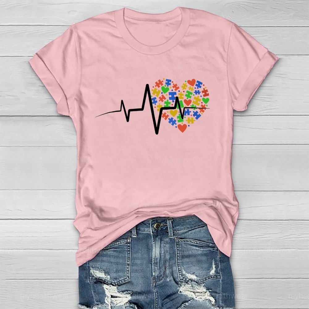 Autism Puzzle Heartbeat Healthwear T-shirt