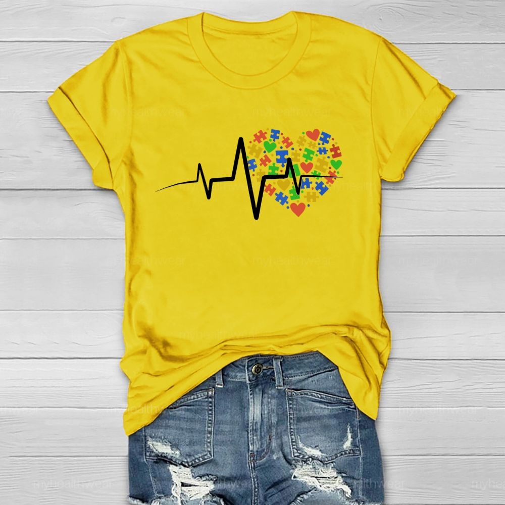 Autism Puzzle Heartbeat Healthwear T-shirt