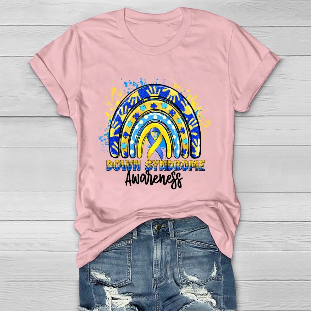 Down Syndrome Awareness Rainbow Healthwear T-shirt