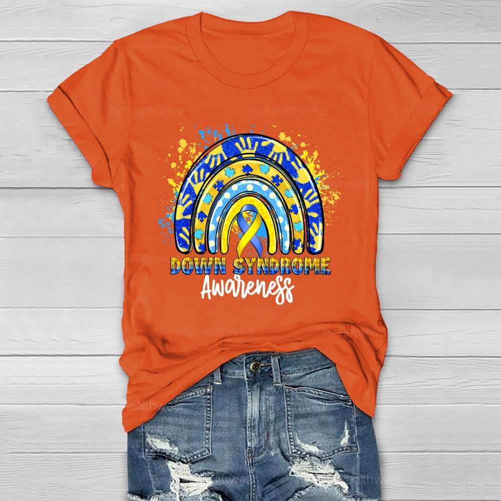 Down Syndrome Awareness Rainbow Healthwear T-shirt