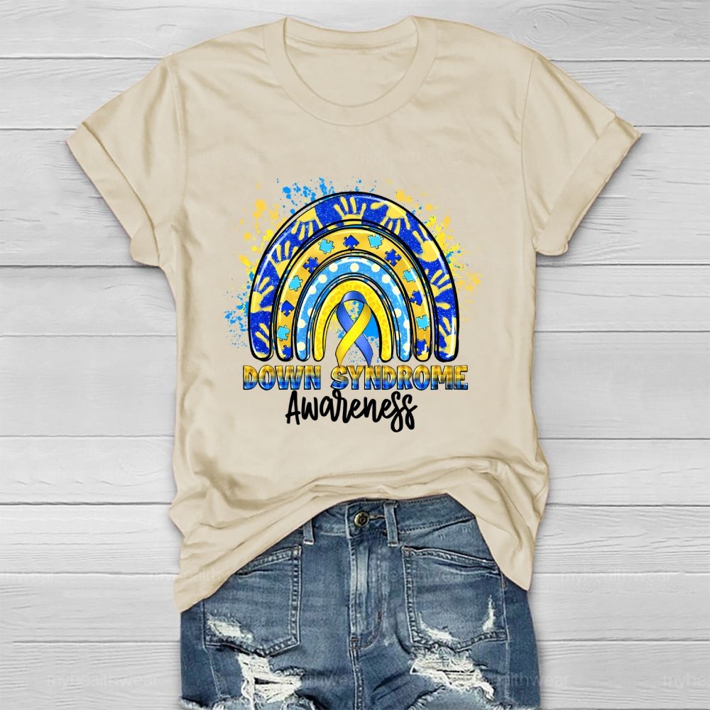 Down Syndrome Awareness Rainbow Healthwear T-shirt