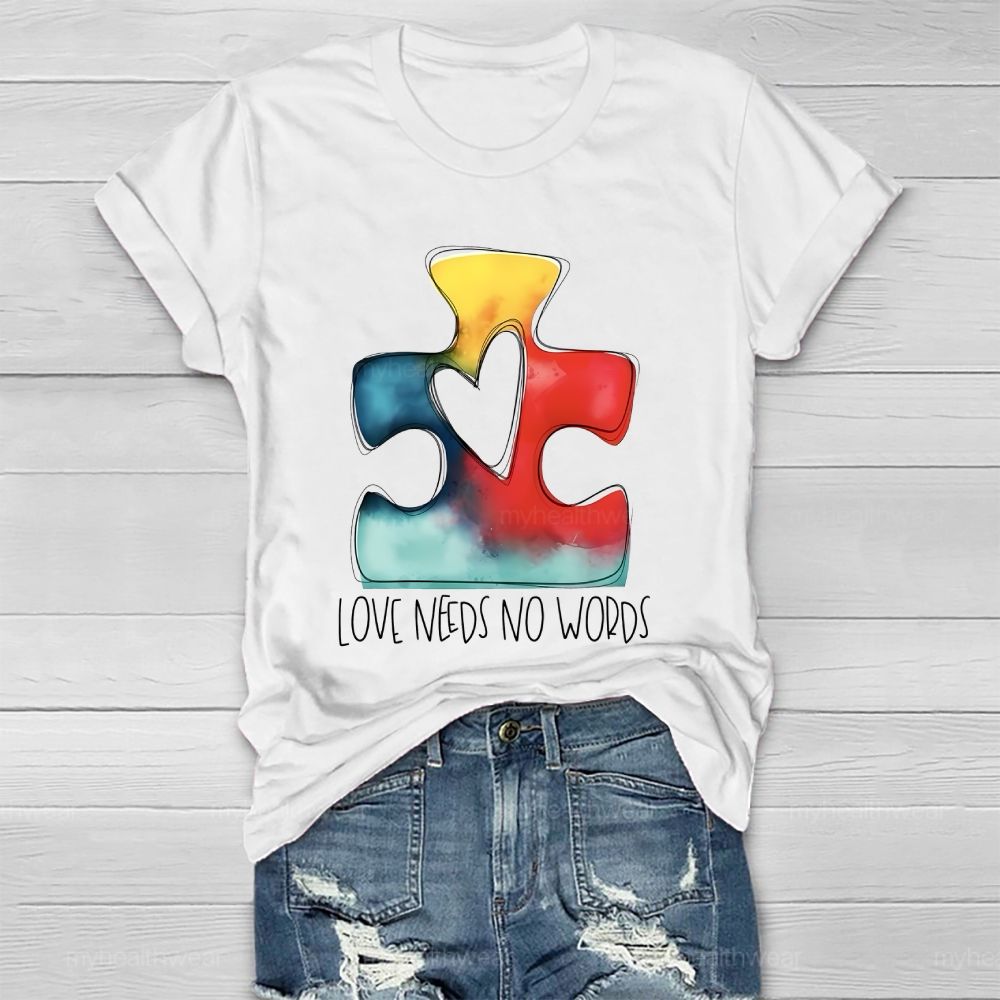 Love Needs No Words Puzzle Healthwear T-shirt