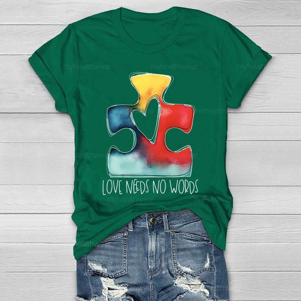 Love Needs No Words Puzzle Healthwear T-shirt