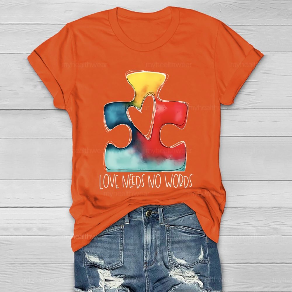 Love Needs No Words Puzzle Healthwear T-shirt