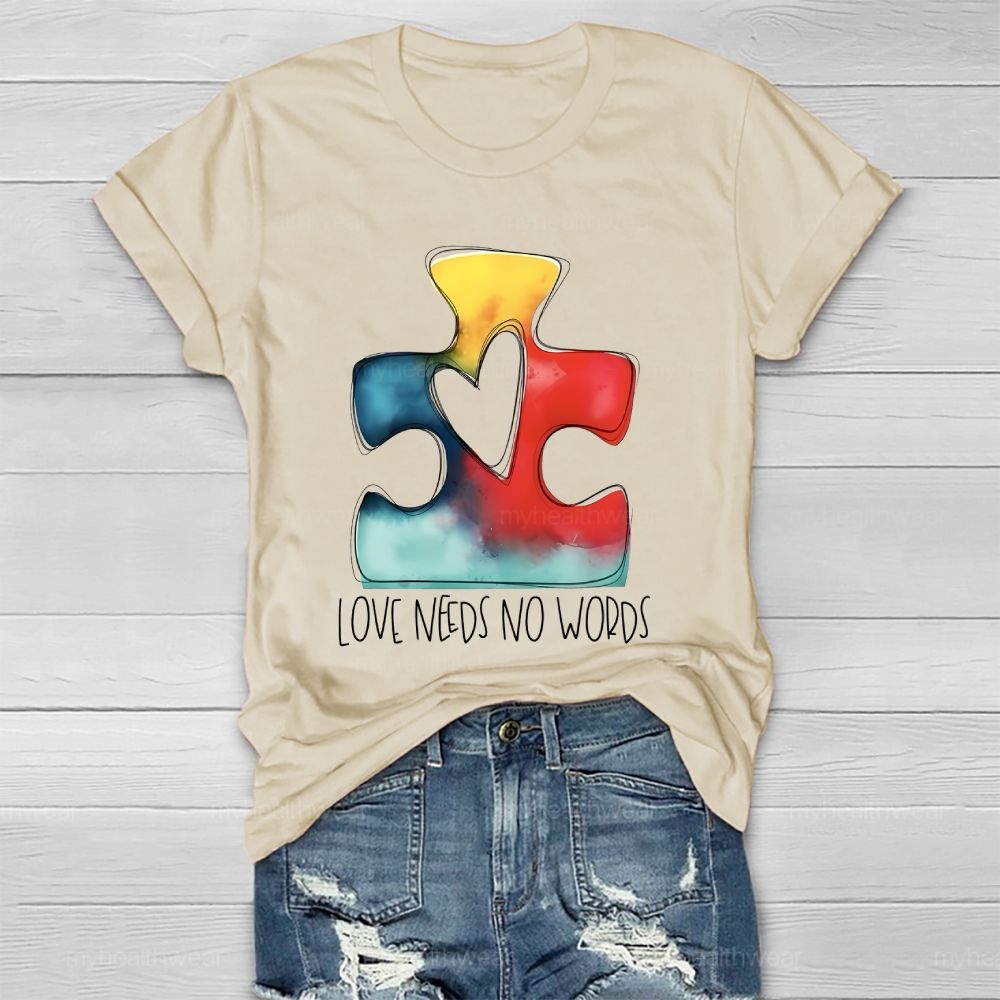 Love Needs No Words Puzzle Healthwear T-shirt