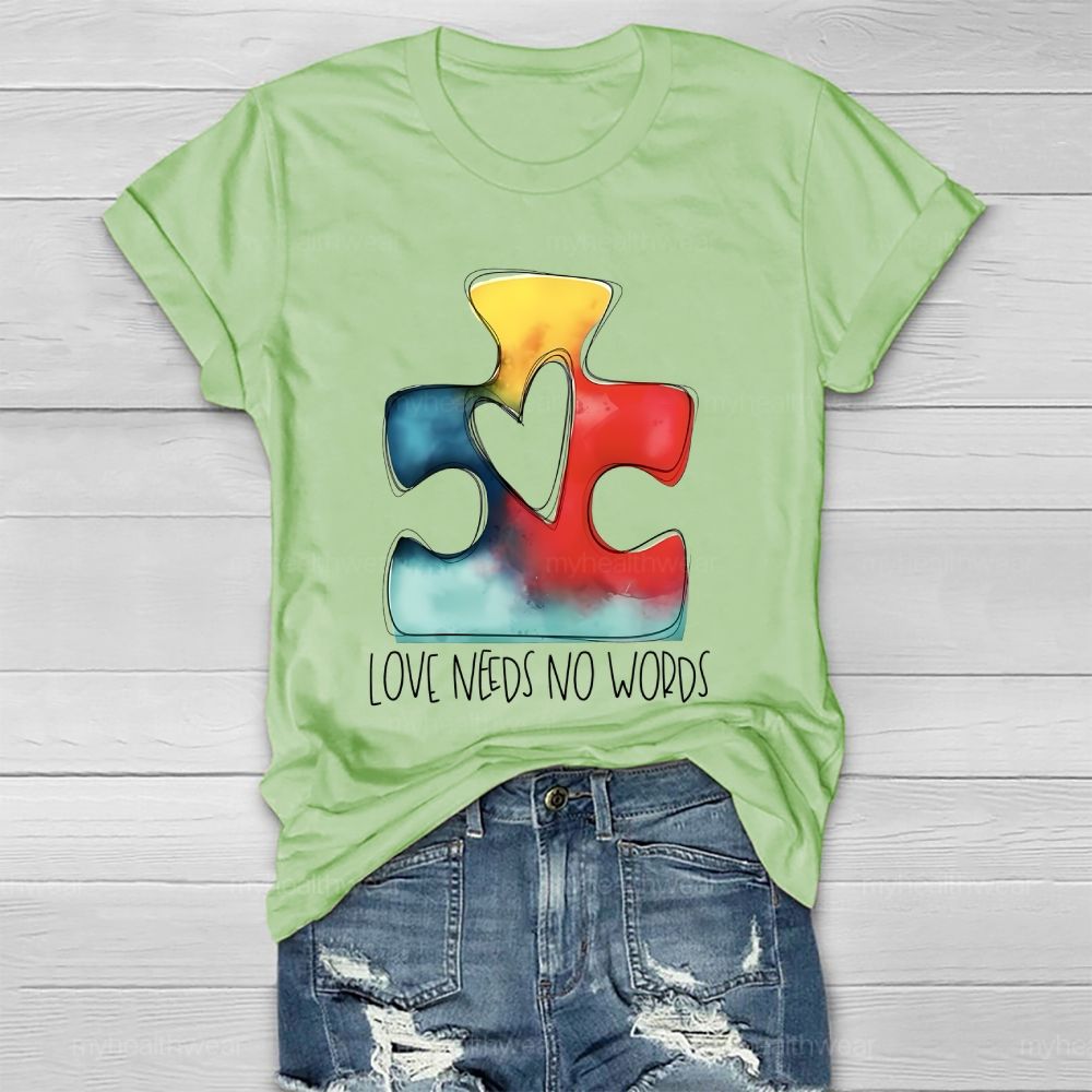Love Needs No Words Puzzle Healthwear T-shirt