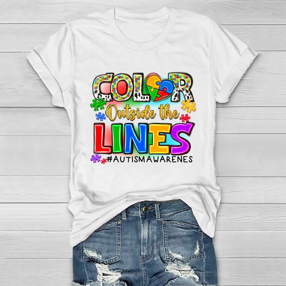 Color Outside The Lines Autism Awareness  Healthwear T-shirt