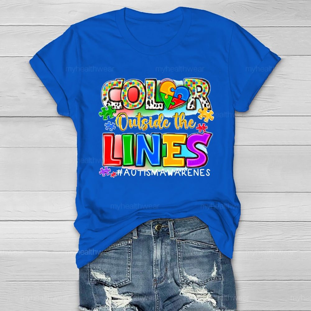 Color Outside The Lines Autism Awareness  Healthwear T-shirt