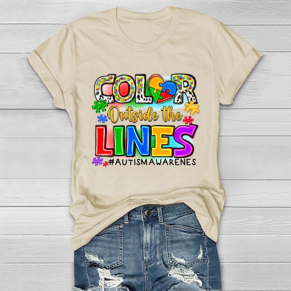 Color Outside The Lines Autism Awareness  Healthwear T-shirt
