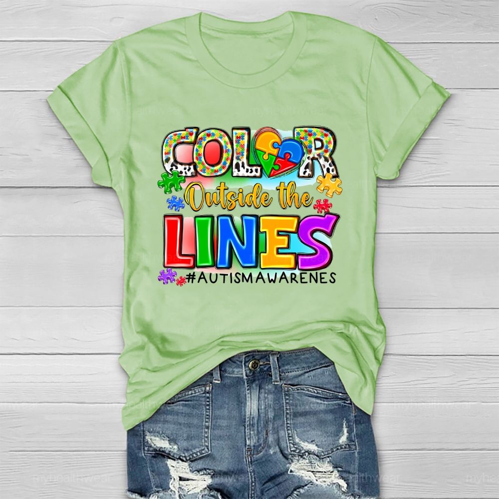 Color Outside The Lines Autism Awareness  Healthwear T-shirt