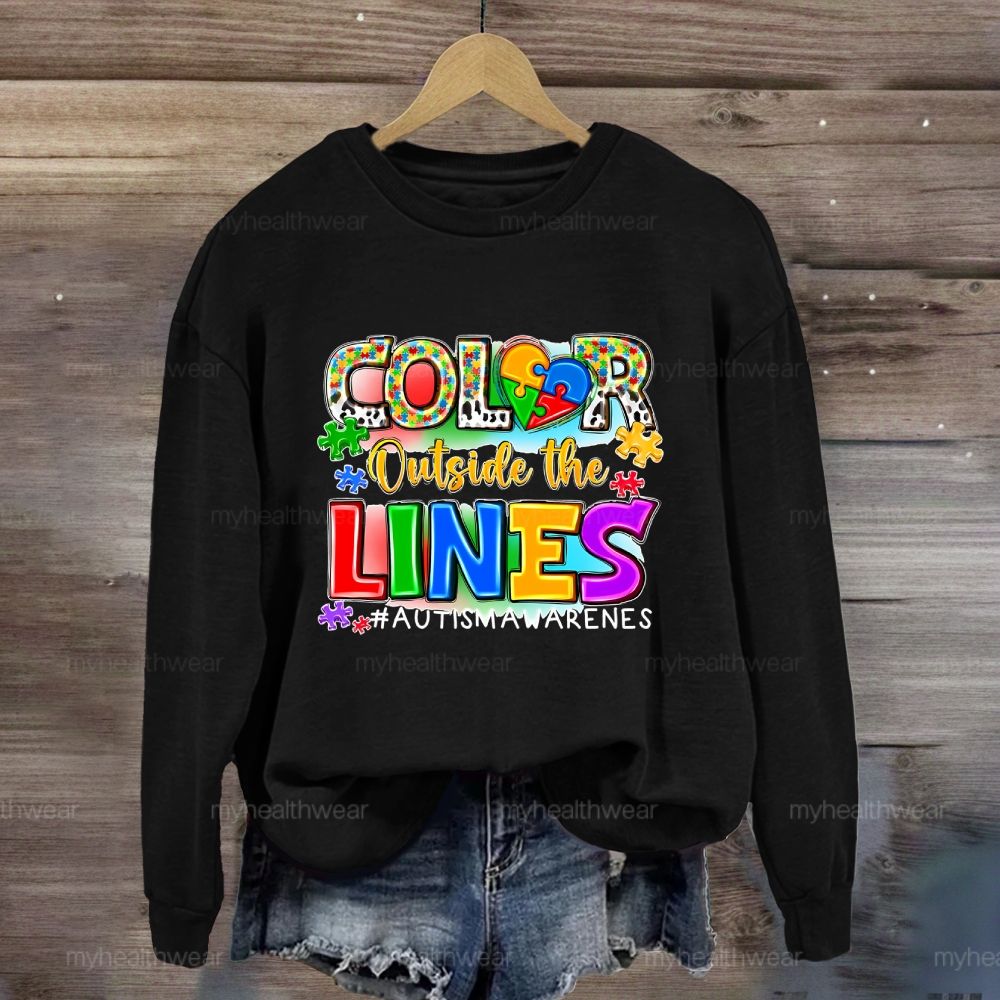 Color Outside The Lines Autism Awareness Sweatshirt