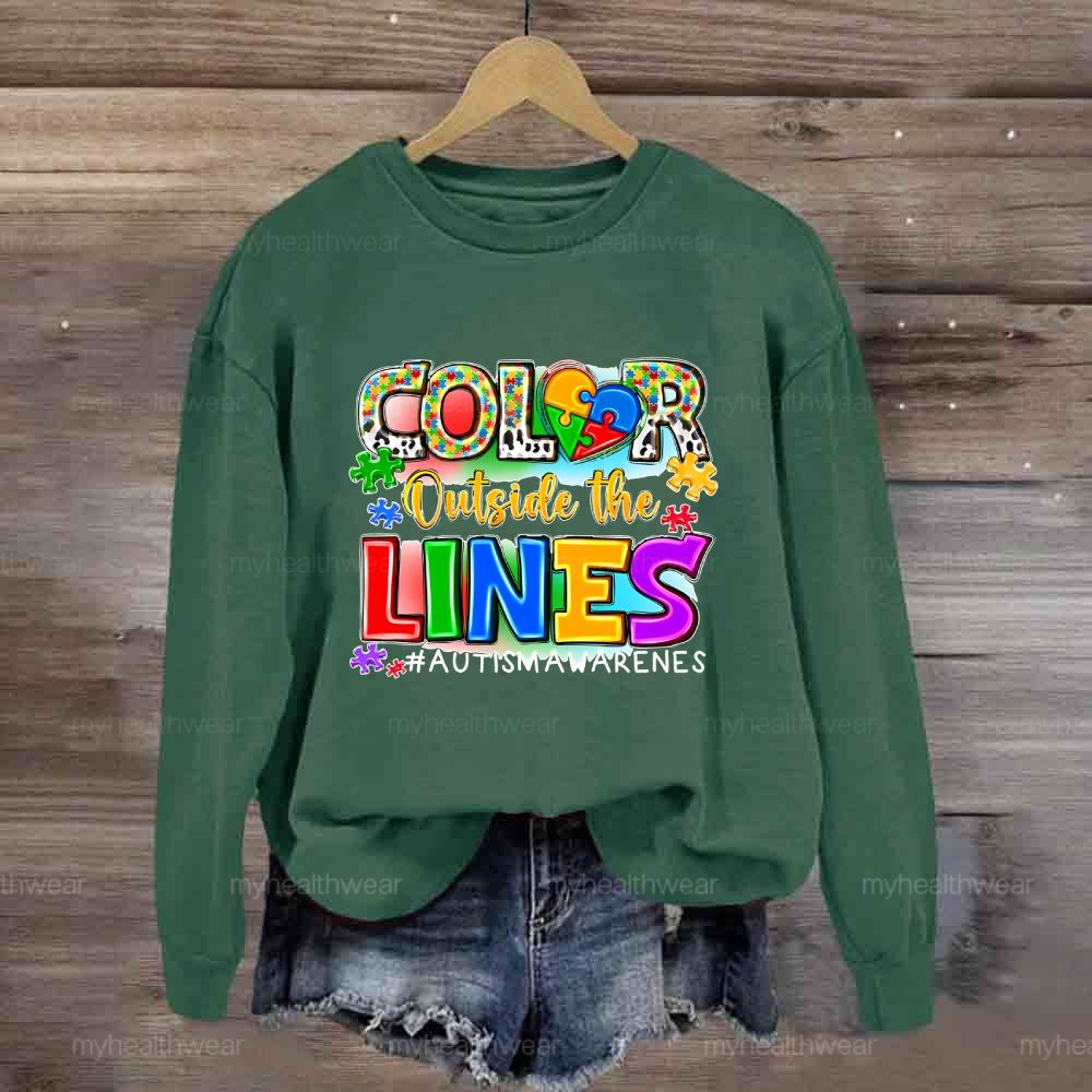 Color Outside The Lines Autism Awareness Sweatshirt