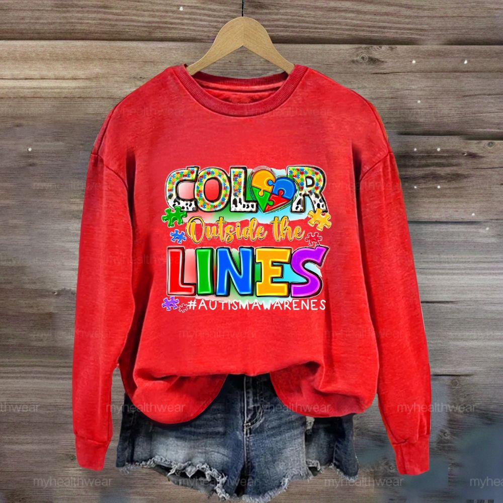 Color Outside The Lines Autism Awareness Sweatshirt