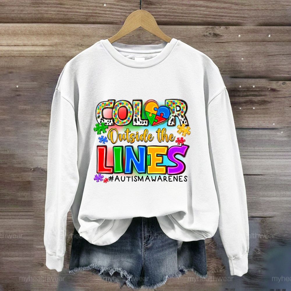 Color Outside The Lines Autism Awareness Sweatshirt