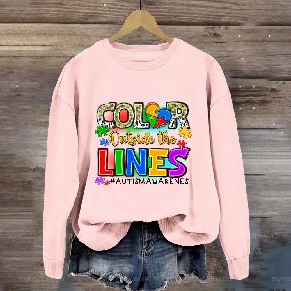 Color Outside The Lines Autism Awareness Sweatshirt