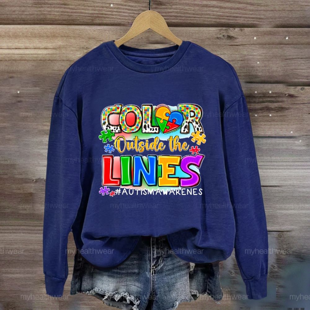 Color Outside The Lines Autism Awareness Sweatshirt
