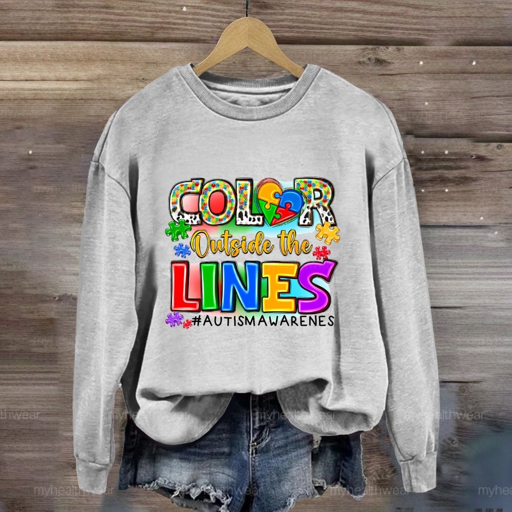 Color Outside The Lines Autism Awareness Sweatshirt