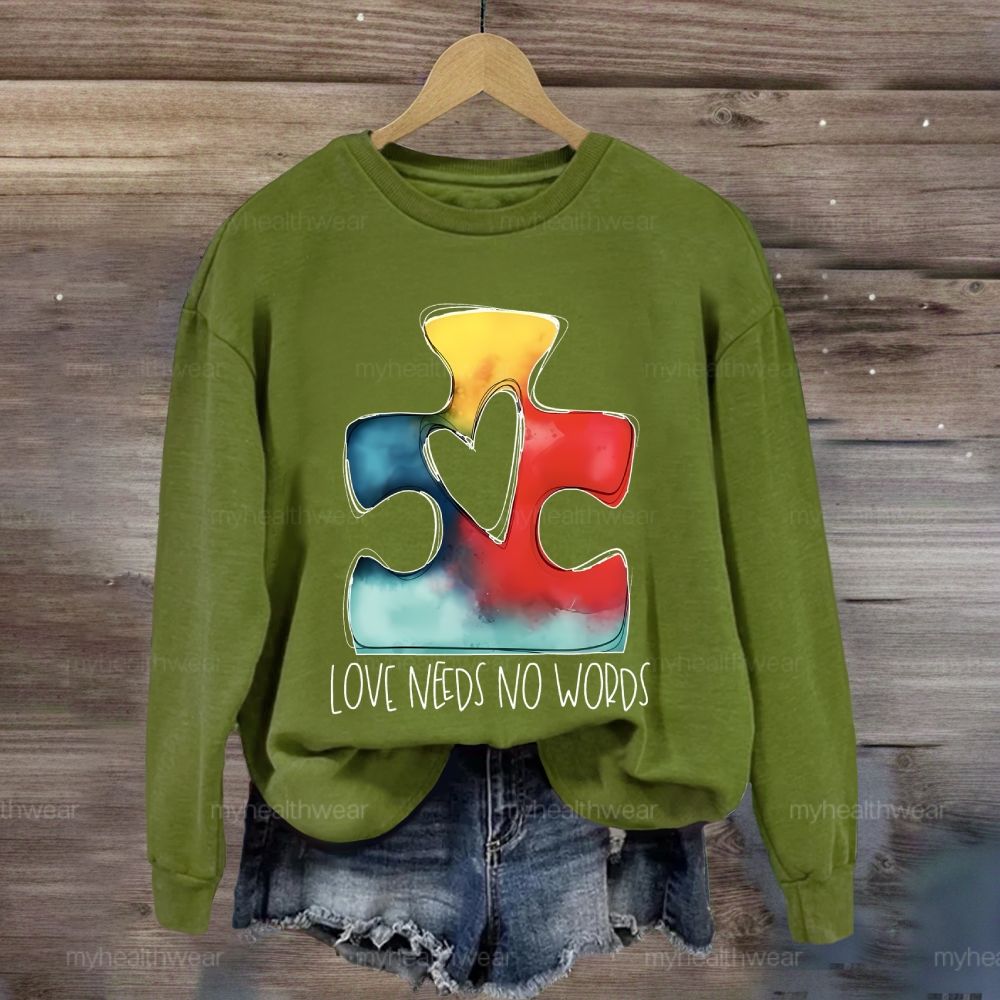 Love Needs No Words Puzzle Sweatshirt