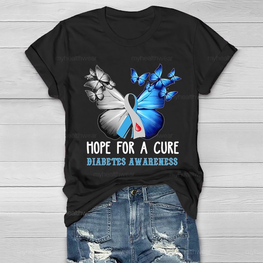 Hope For A Cure Diabetes Awareness Healthwear T-shirt