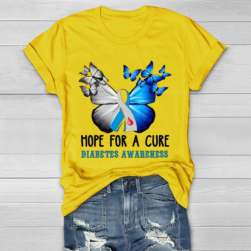 Hope For A Cure Diabetes Awareness Healthwear T-shirt