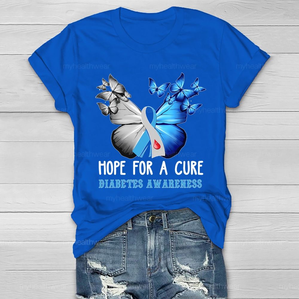 Hope For A Cure Diabetes Awareness Healthwear T-shirt