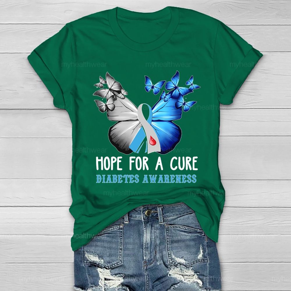 Hope For A Cure Diabetes Awareness Healthwear T-shirt
