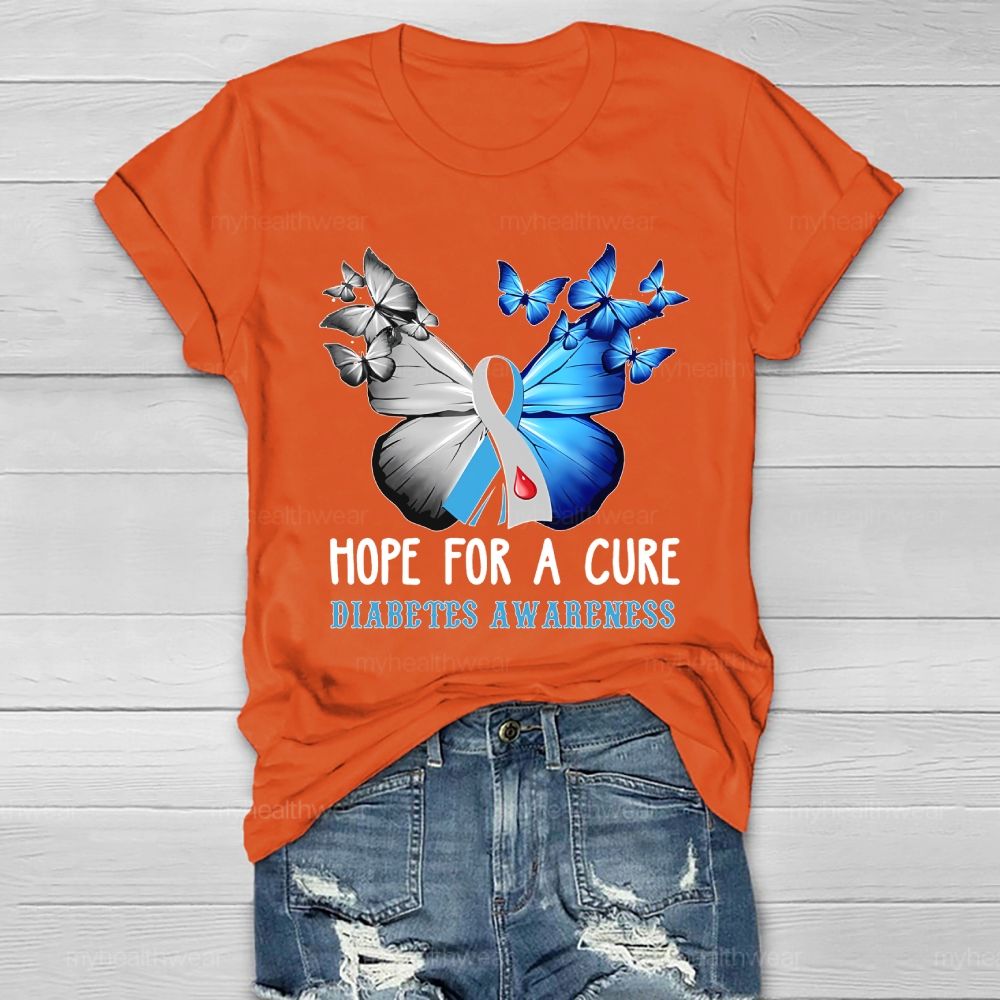 Hope For A Cure Diabetes Awareness Healthwear T-shirt