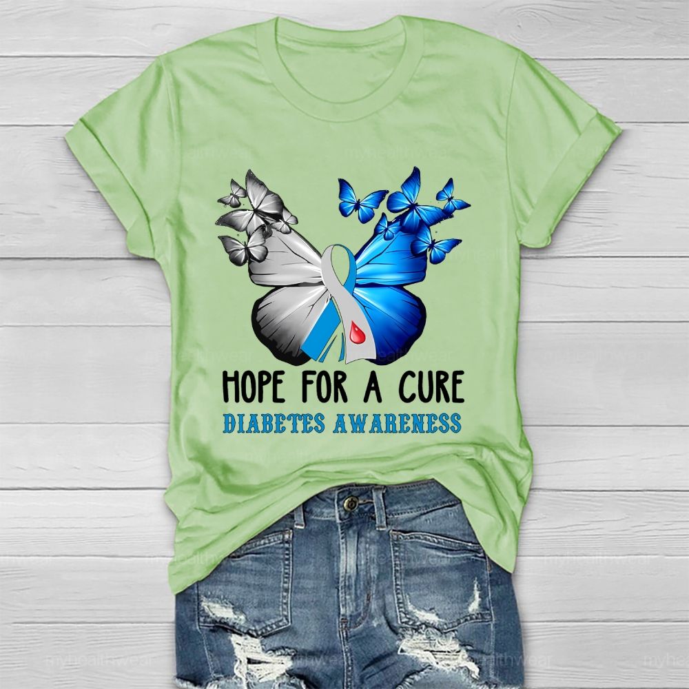 Hope For A Cure Diabetes Awareness Healthwear T-shirt