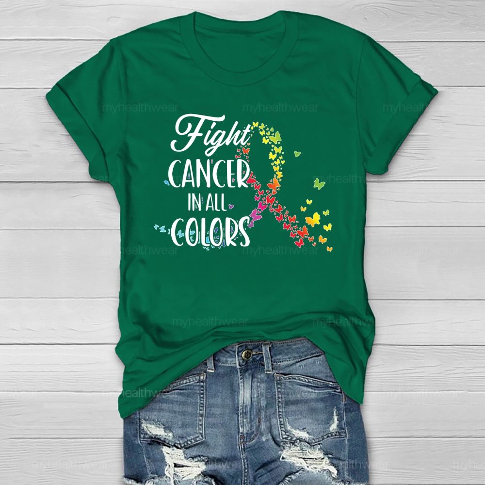Fight Cancer In All Colors Colorful Butterfly Healthwear T-shirt