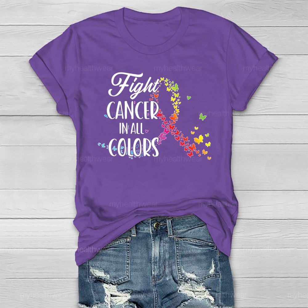 Fight Cancer In All Colors Colorful Butterfly Healthwear T-shirt