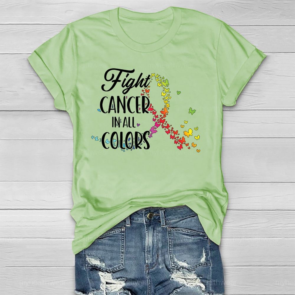Fight Cancer In All Colors Colorful Butterfly Healthwear T-shirt