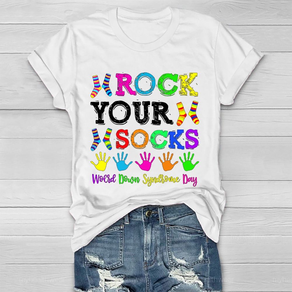 Rock Your Sock World Down Syndrome  Healthwear T-shirt