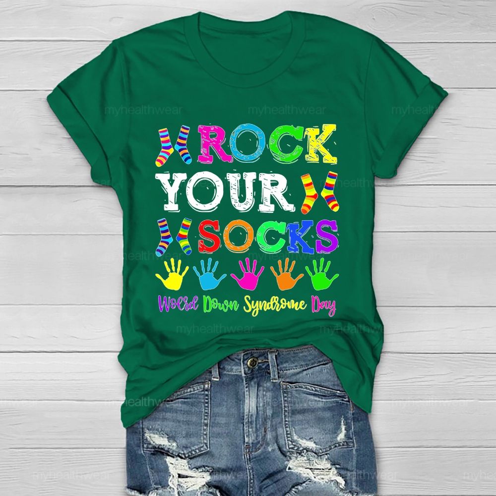 Rock Your Sock World Down Syndrome  Healthwear T-shirt