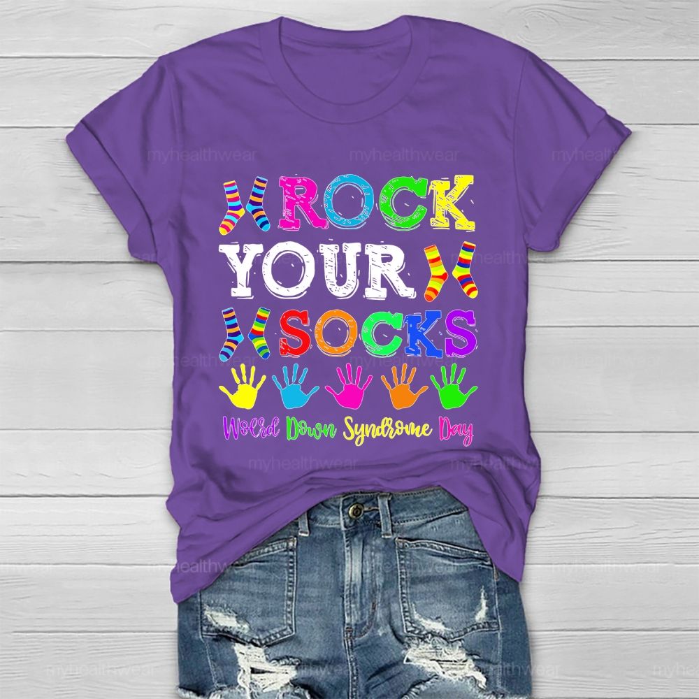 Rock Your Sock World Down Syndrome  Healthwear T-shirt