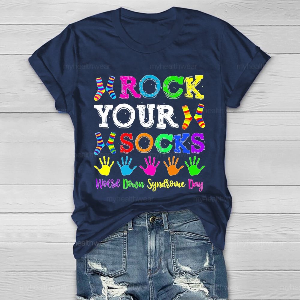 Rock Your Sock World Down Syndrome  Healthwear T-shirt