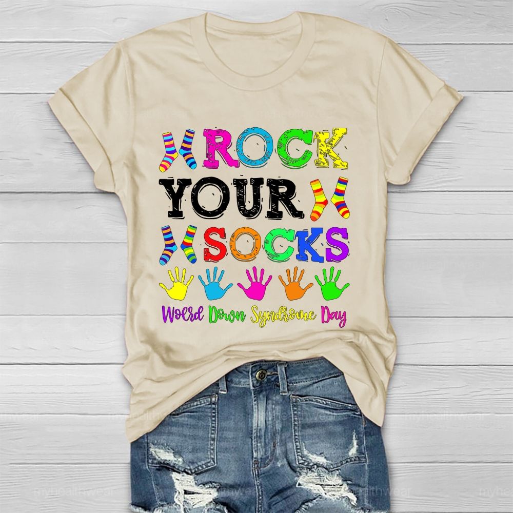 Rock Your Sock World Down Syndrome  Healthwear T-shirt