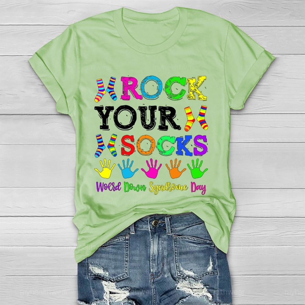 Rock Your Sock World Down Syndrome  Healthwear T-shirt