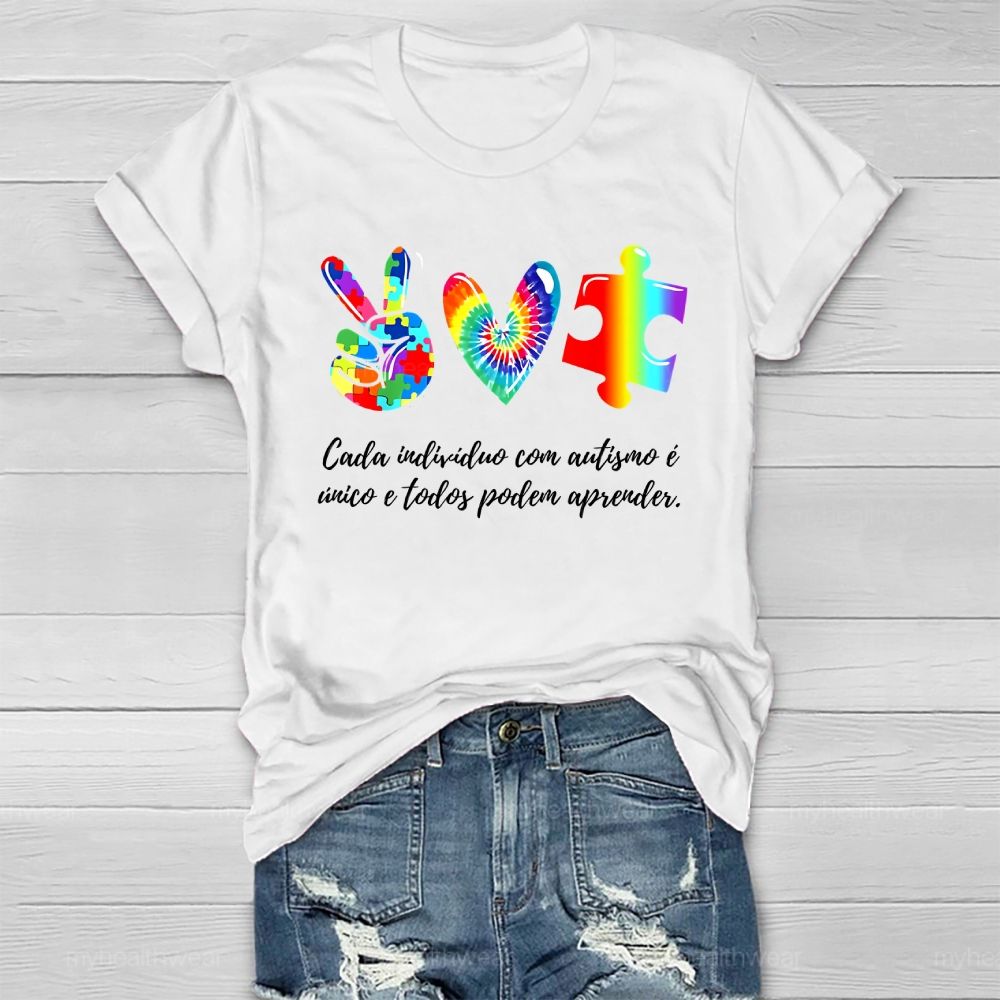 Cada IndivíDuo Com Autismo E Unico E Todos Podem Aprender Healthwear T-shirt