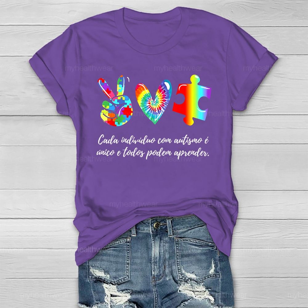 Cada IndivíDuo Com Autismo E Unico E Todos Podem Aprender Healthwear T-shirt