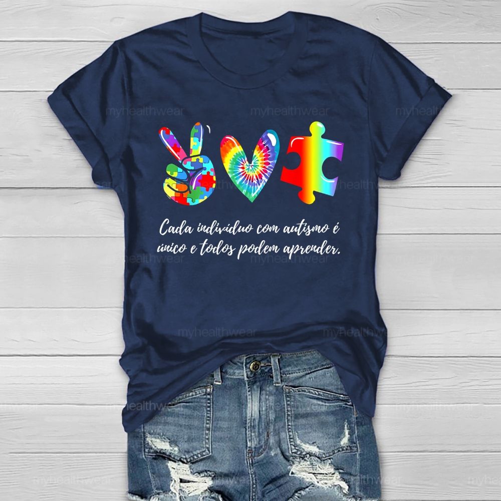 Cada IndivíDuo Com Autismo E Unico E Todos Podem Aprender Healthwear T-shirt