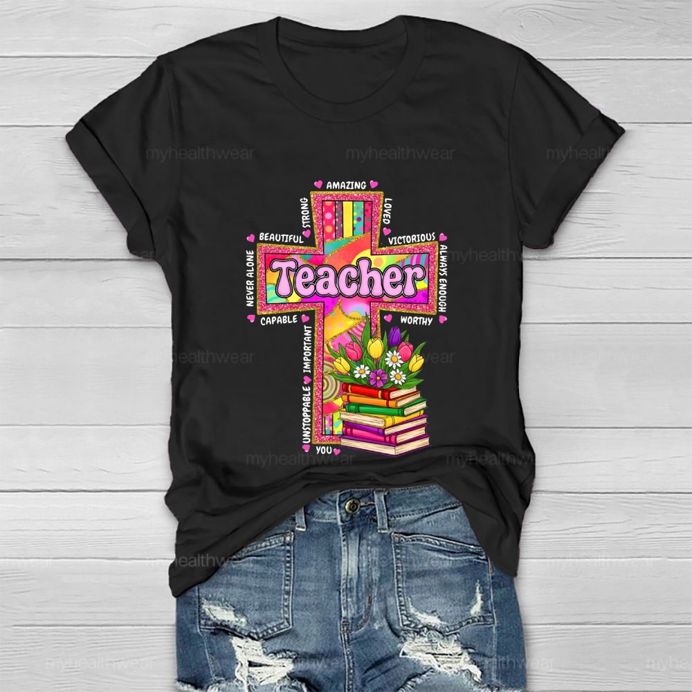 Teacher Cross Book Healthwear T-shirt