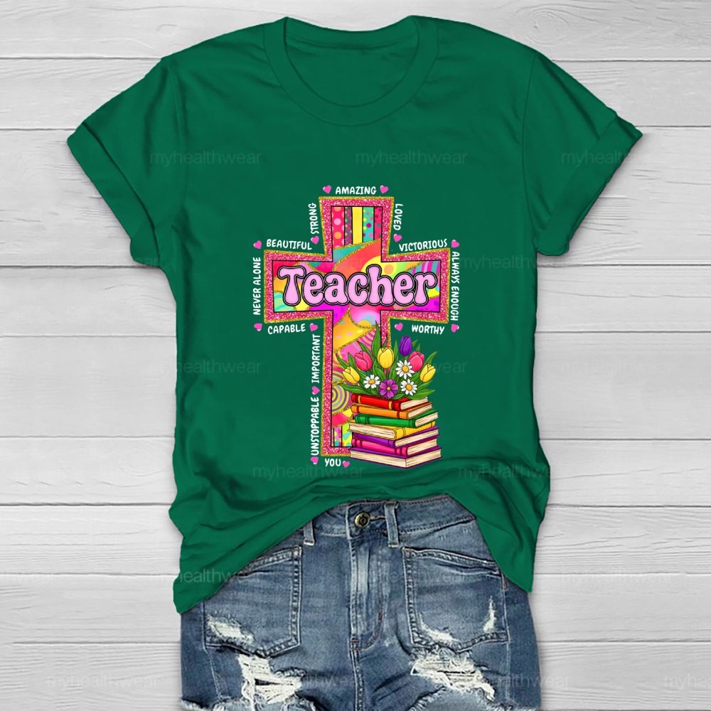 Teacher Cross Book Healthwear T-shirt